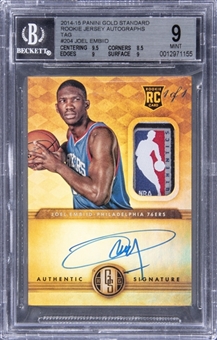 2014-15 Panini Gold Standard Rookie Jersey Autograph Tag #204 Joel Embiid Signed Patch Rookie Card (#1/1) - BGS MINT 9/BGS 10